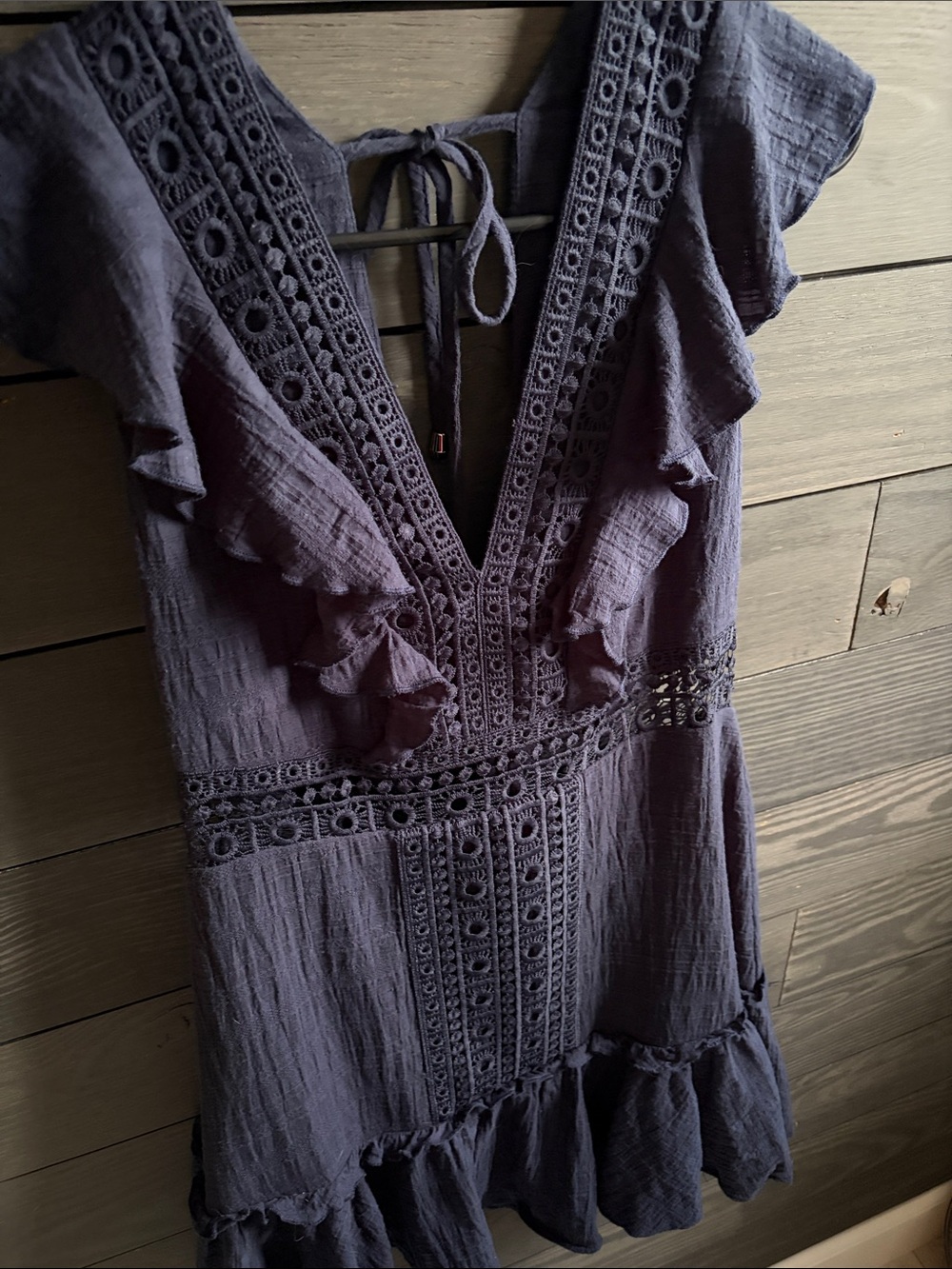 Francescas Navy V-Neck Ruffle Mini Dress - Picture 3 of 5